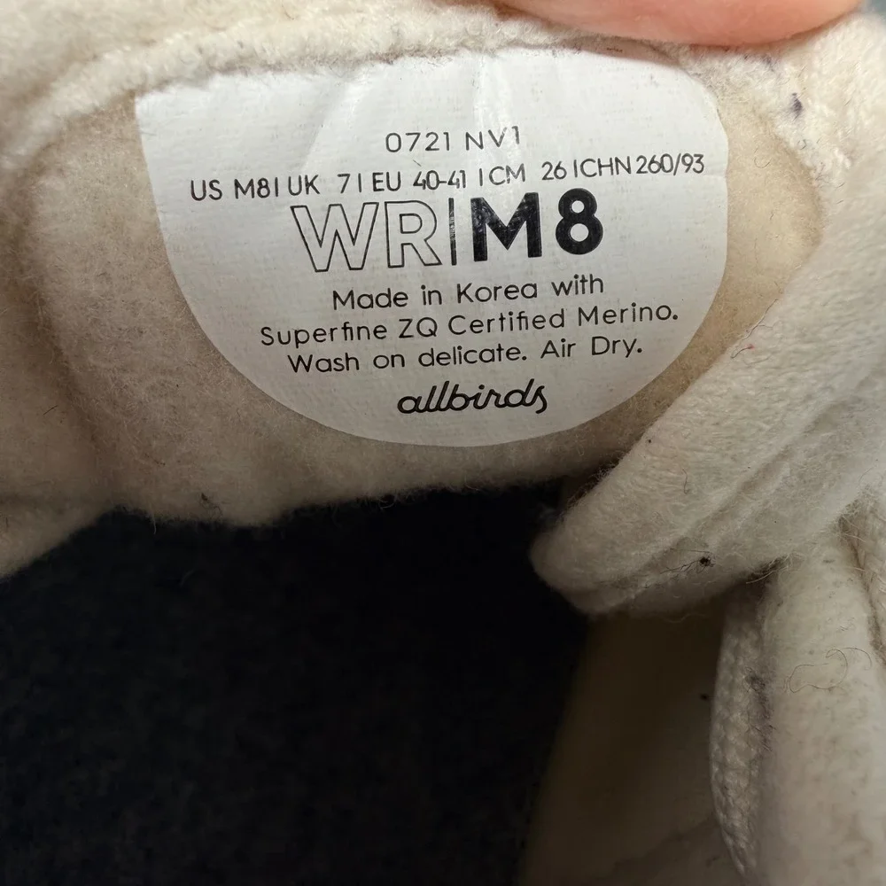 Allbirds Mens Merino Wool Runners Cream White Sneakers Size US M8 0721‎ NV1